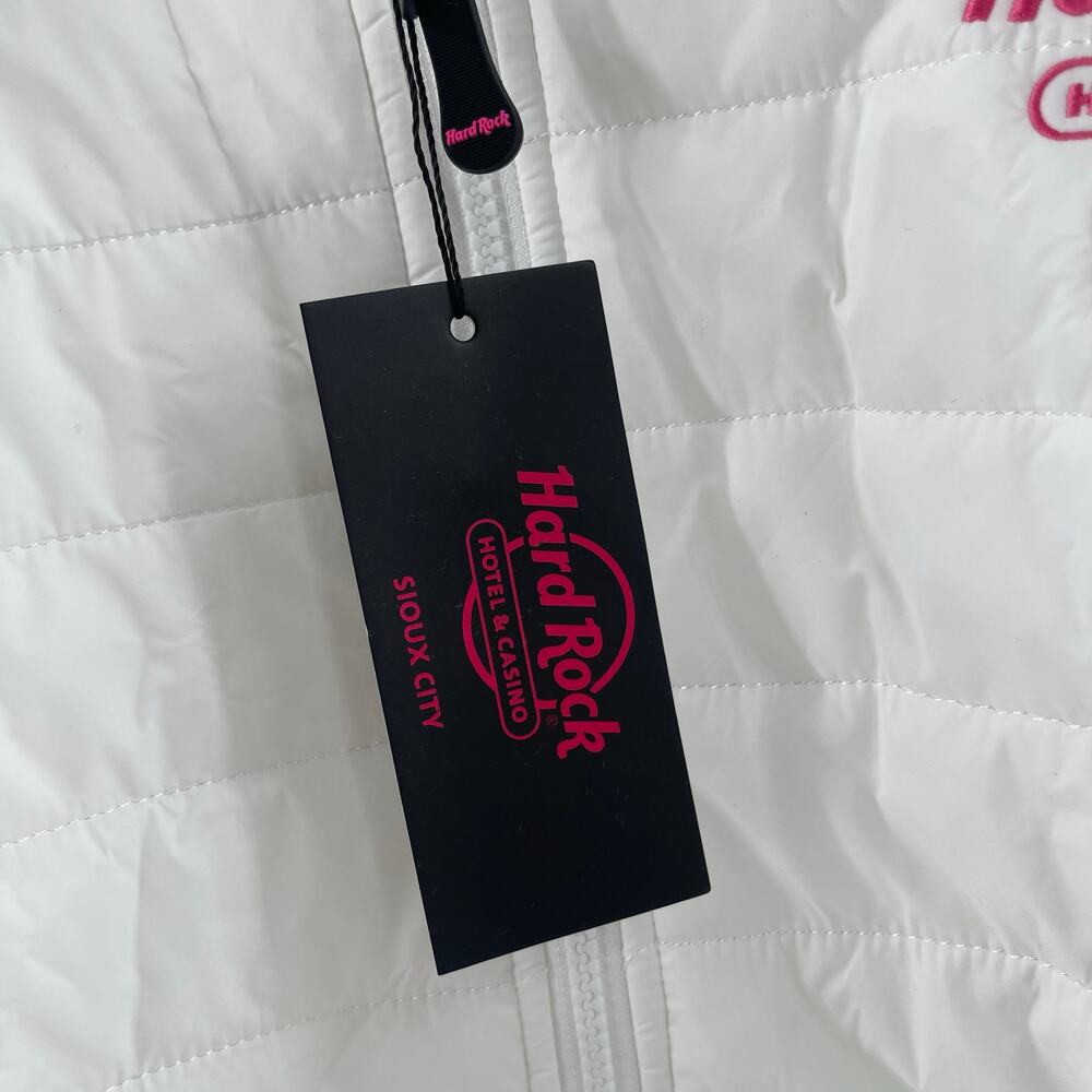 HARD ROCK HOTEL & CASINO SIOUX CITY Puff Jacket SZ Extra Large White Pink NWT - Picture 4 of 10